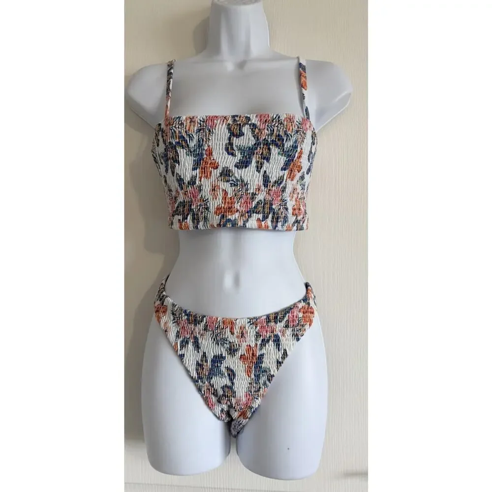 Jolyn Bikini Set Size XL Smocked Floral “Kelia” Bottom “Eva” Top NWT 2 Pc